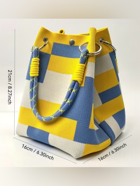 2025 New Retro Floral Knitted Handbag in Yellow, Blue and White NWT - Picture 2 of 4